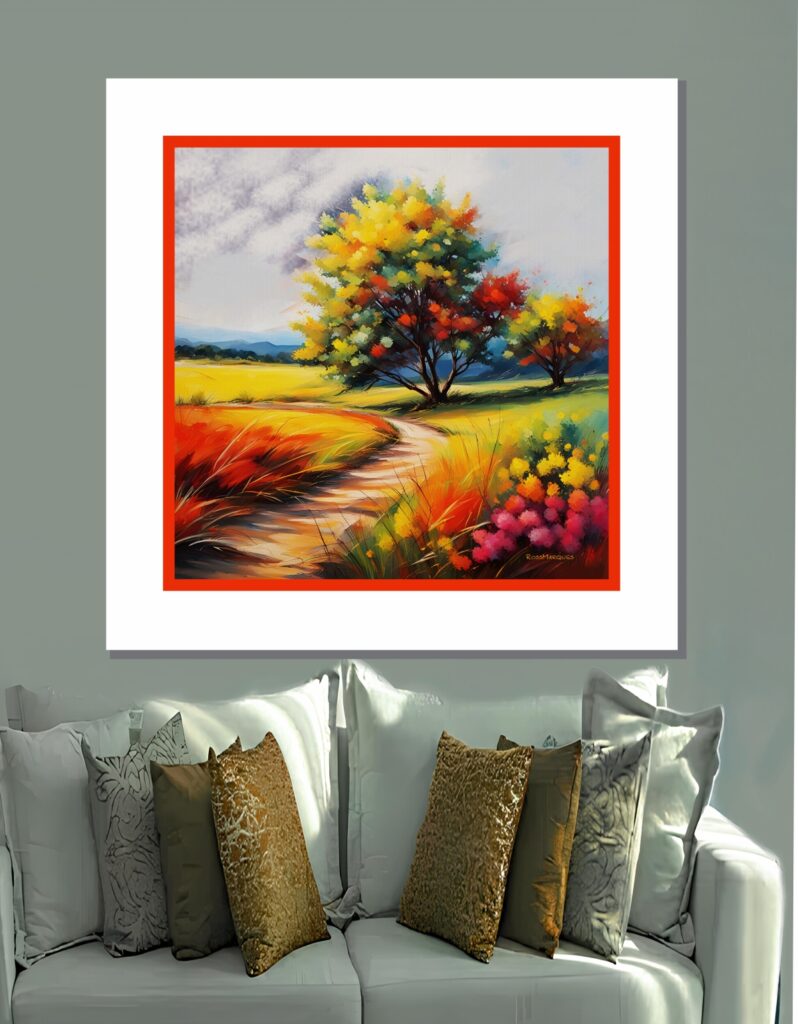 Caminho Florido quadro em MDF 40x40cm