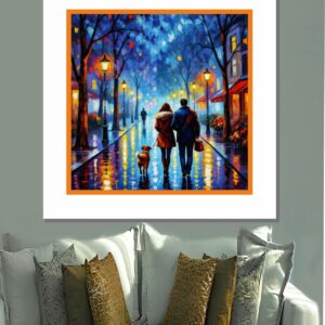 Casal passeando quadro em MDF 40x40cm