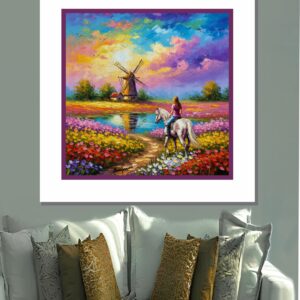 Flores do Moinho quadro em MDF 40x40cm