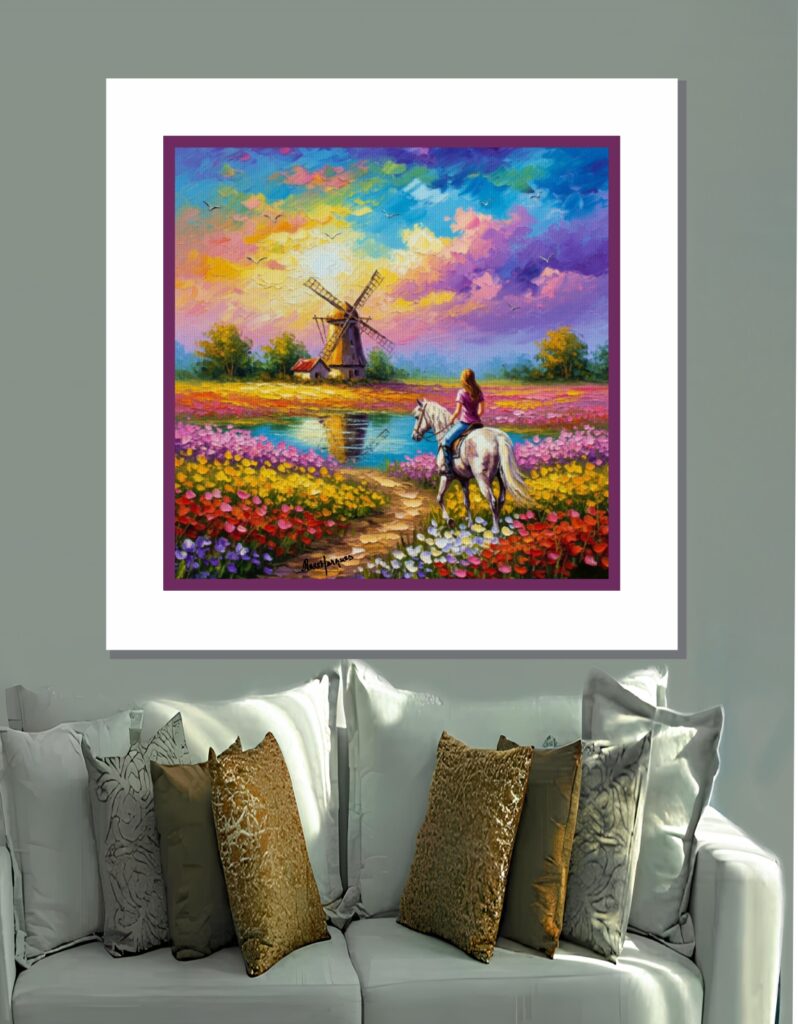 Flores do Moinho quadro em MDF 40x40cm