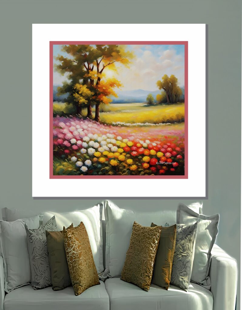 Flores quadro em MDF 40x40cm